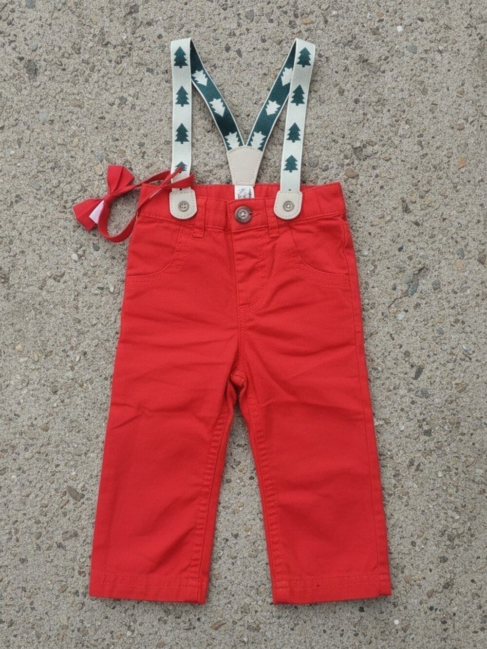 Cat & Jack Red Suspender Pants 9-12M Holiday Christmas Toddler Boys Girls